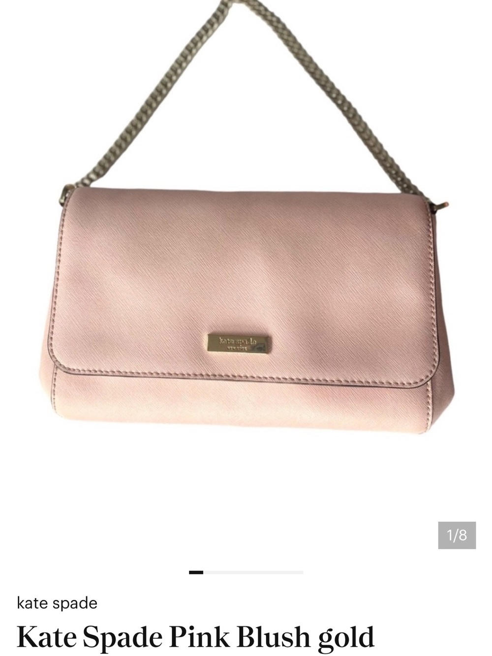 Kate Spade Blush Pink Chain Shoulder Bag Gold Hardware Balletcore Soft Luxury - Picture 2 of 8